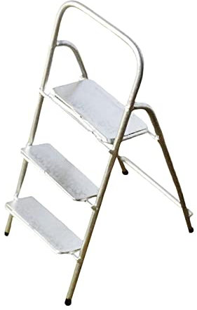 SM SunniMix 1:12 Scale 3 Step Ladder Step Stool with Wide Pedal, Small Ladder, Step Stool, Argent