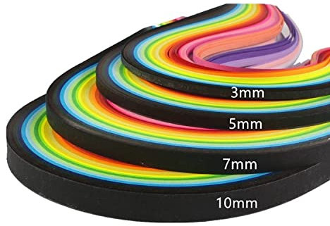 ODETOJOY Quilling-Papierstreifen 3 mm, 5 mm, 10 mm, 7 mm, 26 Farben, DIY-Origami-Papier, Quilling-Kunst, Länge 39 cm (1040 Stück, 3/5/7/10 mm)