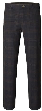 SELETED HOMME Slhslim-Robert des Flex 175 Pants Noos Pantalons, Blazer Bleu Marine/Carreaux : Marron, 32W x 34L