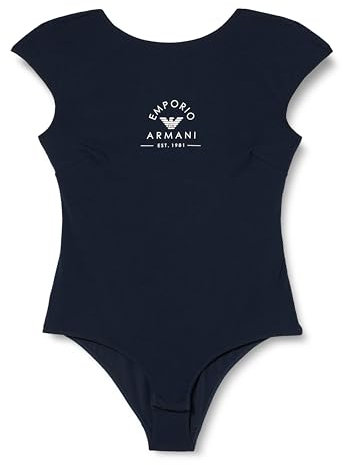 EMPORIO ARMANI Damen-Body aus Stretch-Baumwolle mit ikonischem Band mit Logo, NAVY, XL