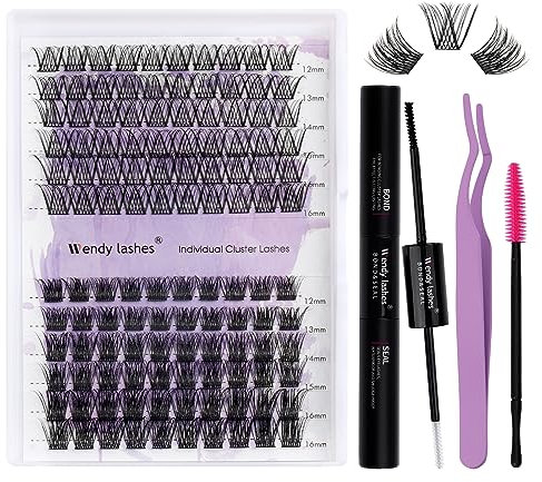DIY Lash Extensions Set Cluster Lashes DIY Wimperverlängerung zu Hause Lash Bond and Seal DIY Wimpern Extensions Bond and Seal DIY Wimpern Cluster(ZW07+C02-D Curl)