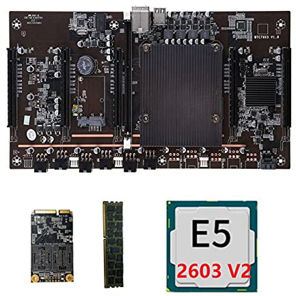 Oikabio X79 H61 BTC Carte mère 5X PCIE Support 3060 3070 3080 Carte graphique avec E5 2603 V2 CPU RECC 8 Go DDR3 RAM 120 G SSD