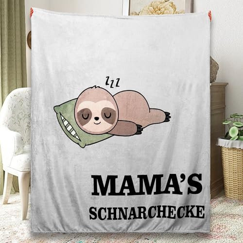 Magicoco Mama Kuscheldecke Geschenke für Mama, Faultier Wohndecke von Tochter Sohn, Mama's SCHNARCHECKE Decke für Frauen Muttertag Geburtstag(130 * 150cm)