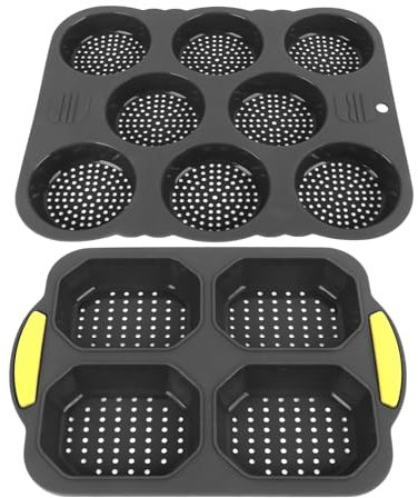 Ozgkee Moule à Pain Hamburger en Silicone 8 Cavités Moule à Pain Hamburger en Silicone 4 Cavités Moule à Baguette en Silicone pour la Cuisson des Fours à Pain Micro-ondes