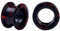 Longbeauty 1 Paar Silikon Ohrpiercing Ohr Tunnel Flesh Expander Stretcher Earlets Plug Gauges Double Flared Hart für Ohrläppchen, Schwarz/Rot, 18MM
