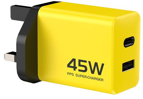 Pipestation USB-C Charger | 45W USB Phone GaN Charging Multi-Plug | PPS 45W USB Type-C Super Fast Charger | USB-A and USB-C Plug | USBC Plug Adaptor UK | USBC Power Charging Adapter UK