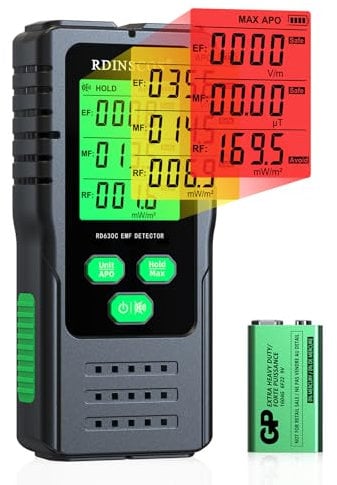 Misuratore EMF, Ricaricabile Rilevatore di Radiazioni EMF Digitale Elettromagnetico Campo Rivelatore Misuratore di Radiazioni Elettromagnetiche con Display LCD per L'home Office