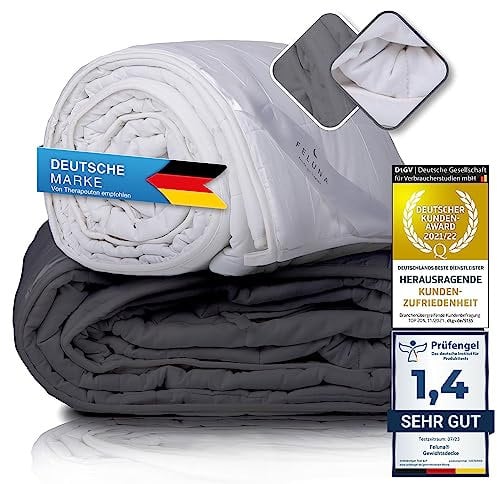 Feluna® XXL Gewichtsdecke 155x200cm Therapie-Decke 8kg - Anti-Stress Bettdecke Weighted Blanket - Entspannungsdecke für Angst- u. Schlafstörungen (Weiß)