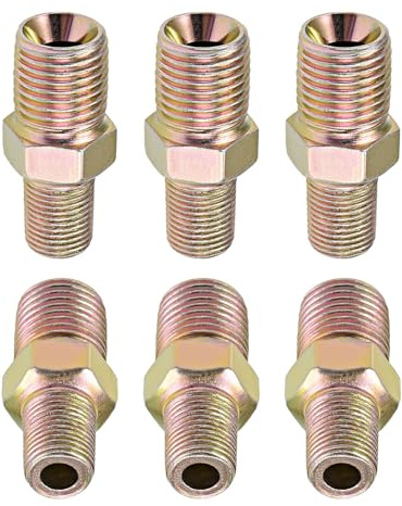 DTGN 6er Pack 1/8 NPT x 1/4 BSP Reduzierstück Sechskantnippelverbinder | Aus Kohlenstoffstahl, Kupfer, Gut für Rohrverbindungen