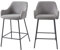 BAÏTA Lot de 2 tabourets de Bar NILS en Tissu Gris et Pieds en métal Noir