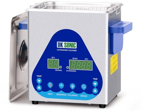 DK SONIC 2L Professional Ultrasonic Cleaner,Sonic Cleaner with Heater BasKet Digital Time for Jewelry,Ring,Eyeglasses,Watchband,Coins,Small Metal Parts,Circuit Board(220V, 0.44 Gal)