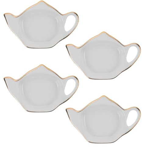Cabilock Support De Sachet De Thé en Céramique 4 Pièces Théière en Forme De Sachet De Thé Plateau De Dessous De Verre Soucoupe De Sachet De Thé Plat D'assaisonnement pour De La