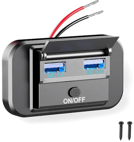 Gebildet Prise USB 12-24V RV avec Interrupteur d'alimentation 36W Double Prise Charge Rapide USB QC3.0 12V 24V Chargeur de Voiture RV Panneau de Commutation Chargeur de Voiture avec Couvercle Etanche