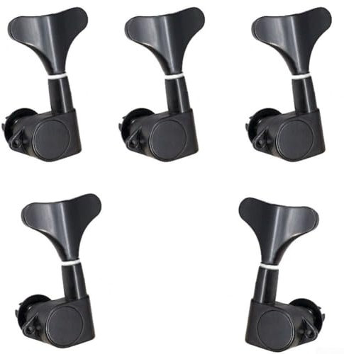 Lot de 5 boutons queue de poisson, accordeurs de cordes de basse, mécaniques pour pièces de guitare (4L1R Noir)