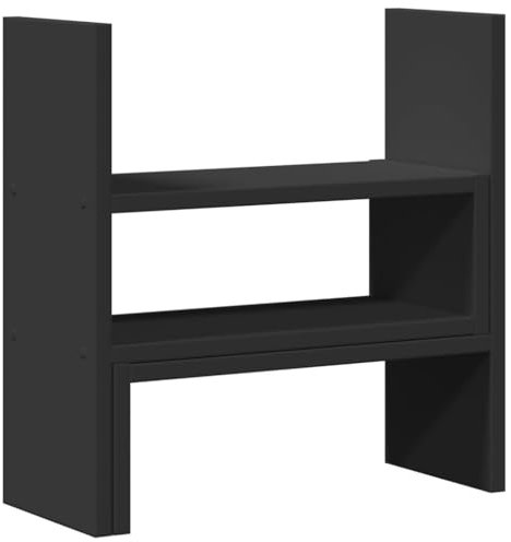 vidaXL Schreibtisch Organizer, Bücherregal Verstellbar Pflegeleicht, Schreibtischregal für Büro Wohnzimmer Küche, Tischregal, Schwarz Holzwerkstoff