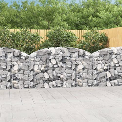 Willood Gabione mit Hochbogen 200x30x100/120cm Steinkorb Drahtkorb,Gabionenkorb Verstärkte Gabionenhaken,Gabionenwand Gabionen Zaun, Verzinktes Eisen