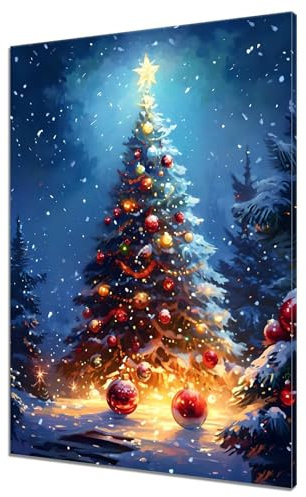 Peinture Numero Adulte Sapin de Noël, DIY Kits de Peinture au Numéro, DIY Hiver Numero d'art Adulte, Tous les Kits Inclus, Sans Cadre, 30x40cm Painting by Numbers Kit Débutant pour Décor Murale V-4