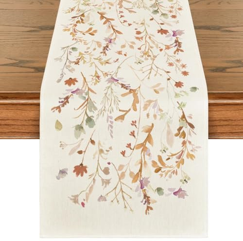 Blätter Herbst Tischläufer - Herbstliche Tischdeko, Waschbare Tischwäsche für Küche und Esstisch, Deko Herbst für Innenräume, DIY Herbst deko für Tisch und Thanksgiving Party Dekoration, 33x183 cm