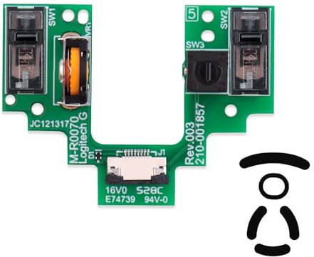 Switch Wheel Encoder Button Board Motherboard Microswitch Plate Mouse Repair Parts with Mouse Feet Replacement for Logitech G Pro Wireless GPW Wireless Gaming Mouse (Kailh GM8.0)