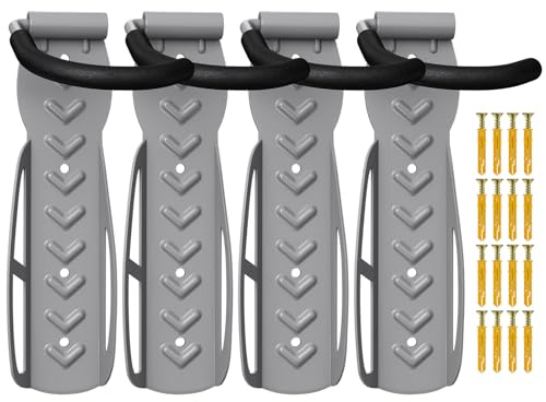 WELLGRO 4X Wand Fahrradhalter - Stahl Fahrrad Wandhalterung - Fahrrad Haken - Fahrradständer, hellgrau