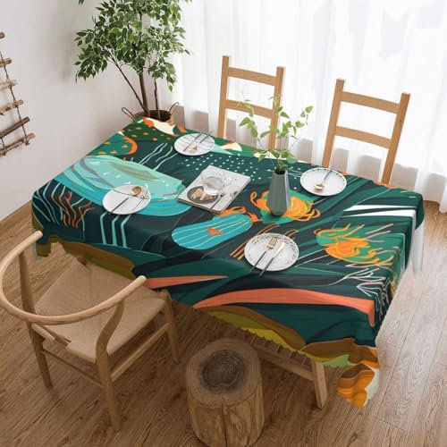 KoloQren Rechteckige dekorative Tischdecke mit Kaktus-Pflanzendruck, geeignet für den Innen- und Außenbereich