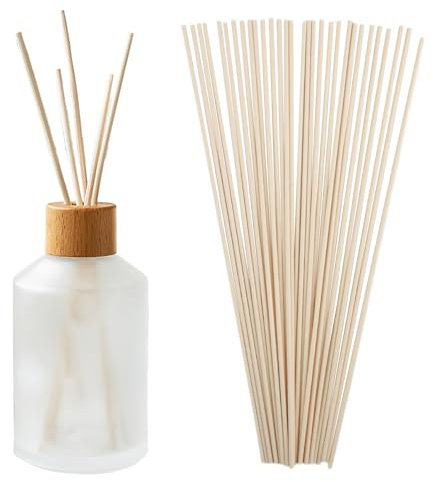 30PCS Extra Long Reed Diffuser Sticks, 30cm Natural Fibre Reed Thick Diffuser Sticks Natural Wood Rattan Aroma Oil Replacement Sticks for Fragrance and Aromatherapy in Home,Office (Primary colour)
