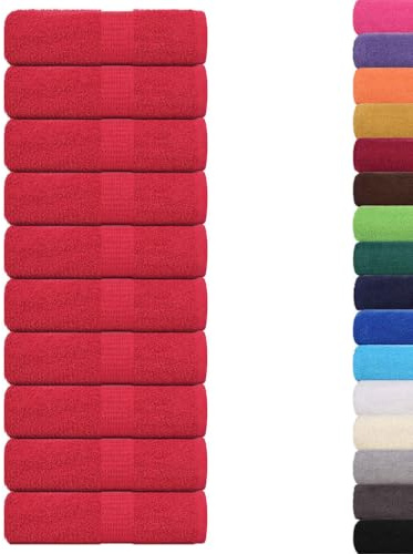 vidaXL guest towels set - red cotton 30x50 cm, 10 pcs - absorbent, machine washable