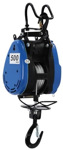 VonVVer Electric Hoist 230KG/500KG - Overhead Electric Hoist Winch 29m Lifting Height Electric Hoist with Wire Remote Control with Limiter & 30m Steel Wire for Garage, Warehouses (500KG Blau)