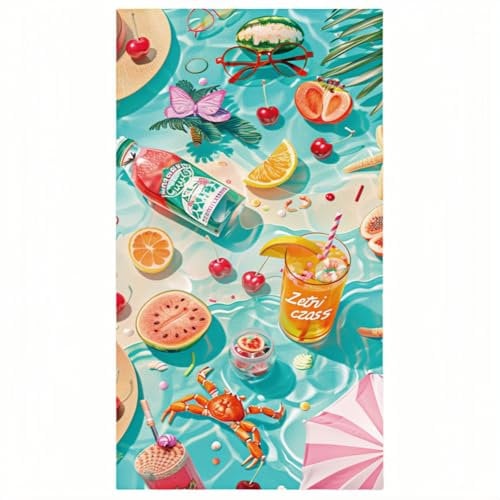 CAIRF 80×160cm buntes Obst Sommerelemente Strandtuch, saugfähige und schnell trocknende Badetuch, Mode Handtuch Tuch Nicht verblassen und fusselfrei Erwachsenen Wickeln Handtuch