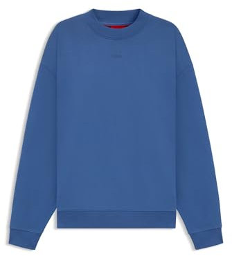 HUGO Herren Dapocrew Sweatshirt aus Baumwoll-Terry mit Logo-Print Blau L