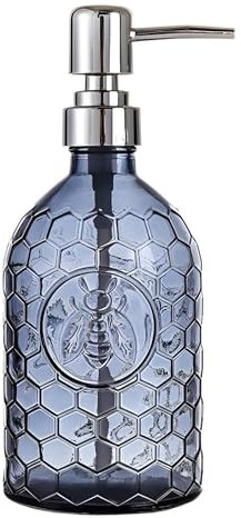 WQQYU6HKF Distributeur Savon Liquide Bouteille de Lotion en Verre Poussoir 500 ML Porte-Savon for Maison/hôtel/Salle de Bain Bleu Transparent Cylindrique Distributeur Liquide Vaisselle