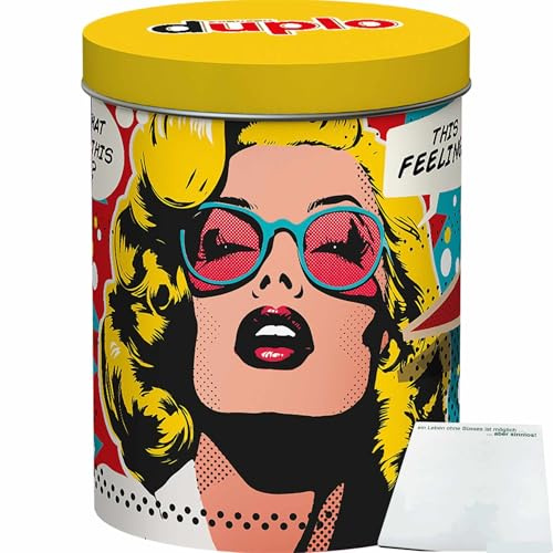 usy Bundle für duplo Design Dose mit 24 Riegeln Motiv: Pop Art Diva (436,8g Dose) + usy Block