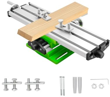 Kreuzschlittentisch Fräsarbeiten Tisch Präzision Höhenverstellbar Arbeitstisch für Fräsmaschinen Mini Bohrmaschinen 39.5x24.5x7.8cm Weiß Grün
