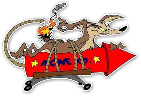 CHSLO Verschiedene Größen PVC Aufkleber Wile Coyote ACME Rakete Wasserdichter Auto Aufkleber auf Motorrad Laptop Dekorativ