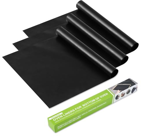 3 Stücke Grillmatte für Gasgrill 40.5x63.5cm, Backpapier wiederverwendbar geeignet für Elektro- und Gasbackofen, antihaftbeschichtet, für den Backofenboden (Schwarz)
