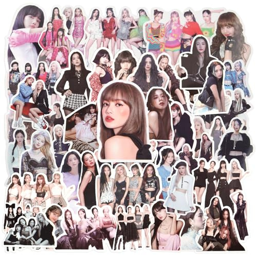 Ainvliya 50 Stück Blackpin-k Aufkleber, Wasserfeste Vinyl Kpop Aufkleber Set, Graffiti Stil Aufkleber, Kpop Fan Merch Geschenk Anwendbar für Gitarren Auto Gepäck Laptop