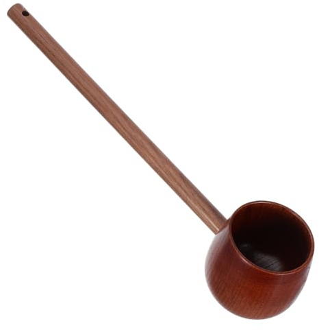 PACKOVE Cucharón de Madera de Boj para Agua y Sopa, Mango Largo, Cucharón Casero para Ceremonia del Té y Riego Exterior, Utensilio de Cocina Natural para Jardín y Cocina, Resistente