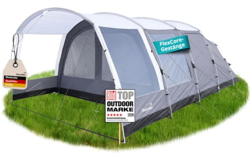 Skandika Tunnelzelt Svalgard 6 Sleeper Protect | Campingzelt für 6 Personen, FlexCore-Gestänge, Schwarze Schlafkabine, 5000 mm Wassersäule, 210 cm Stehhöhe, kleines Packmaß, Familienzelt, Camping