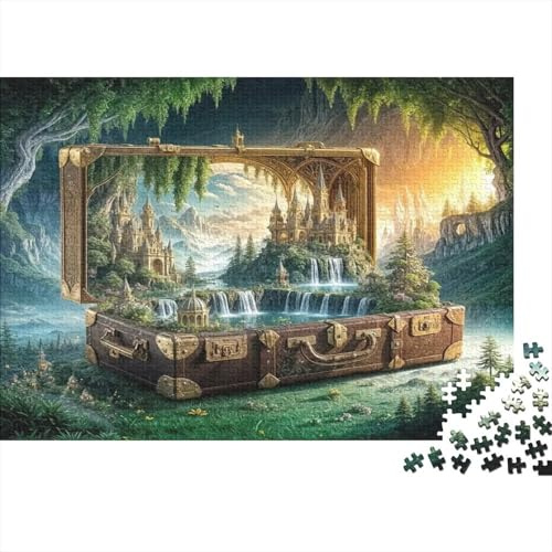 Fantasy Schatztruhe Wald 1000 Teile Puzzle Puzzle für Erwachsene Papier Abenteuer Landschaft Familienspiel Puzzle Entspannung Wohnkultur Geschenk 38x26cm/1000pcs