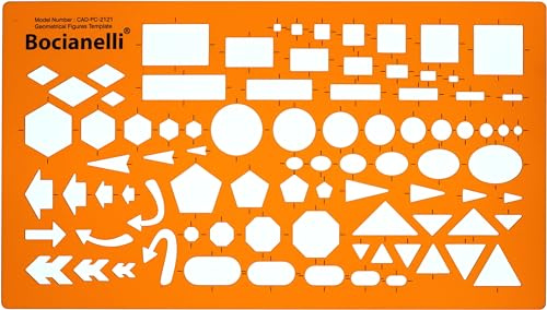 Geometrische Formen Schablone für Technisches Zeichnen - Kreisschablone - Ellipsenzeichenschablone - Rechteckschablone - Dreieck Quadrat Sechseck Fünfeck Achteck Pfeile Zeichenschablone