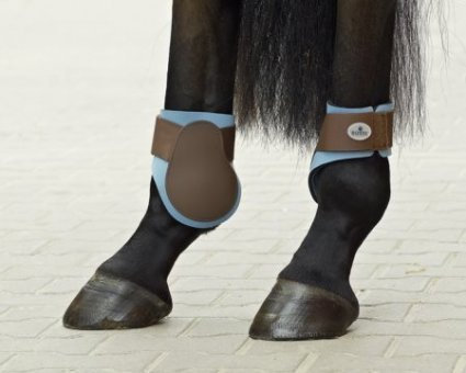 BUSSE Streichkappen JUMP, Pony, mittelblau, Hartschale: haselnuss