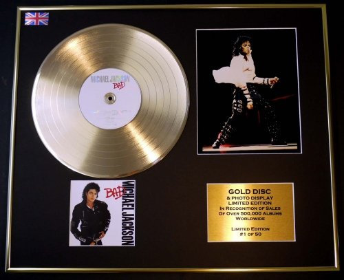 Michael Jackson CD Gold Disc/Record & Photo Display/LTD. Edition/COA/Bad