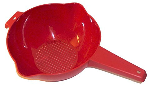 Tupperware (2 Qt) Red Colander Strainer with Handle & Spouts