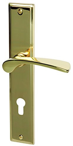 Alpertec 32215853 Nelson-LS Messing poliert PZ Drückergarnitur Türdrücker Türbeschläge Neu, Wohnungseingangstüren beidseitig Drücker