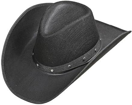 W WIDMANN MILANO Party Fashion 01101 - Cowboy Hut mit Nieten, Schwarz, Wilder Westen, Hut, Kopfschmuck, Accessoire, Karneval, Mottoparty