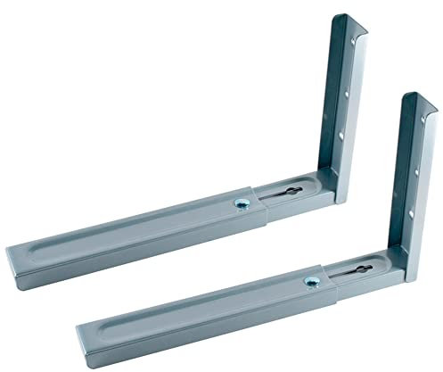 MICEL - 80452 - Soporte de acero para microondas, color Gris, extensible de 320 a 485 mm, capaz de soportar 40 kg.