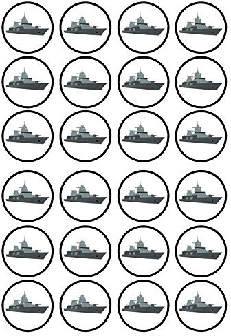 24 Warship Boat Sailor Navy Fisherman EdibleWafer Paper Cupcake Toppers/Decorations