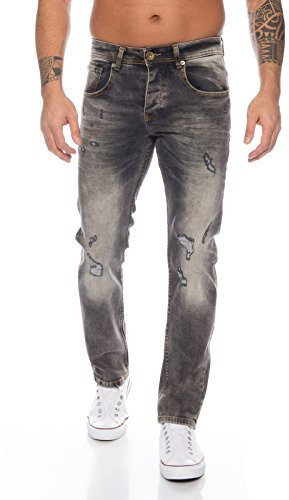 Rock Creek Jeans Herren Hose Destroyed Denim RC-2107 Dunkelgrau W42 L38