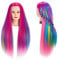26-28 Mannequin Head Hair Styling Training Head Manikin Cosmetology Doll Head Synthetic Fiber Hair Hairdressing training model with free clamp (Colorful) (6RB1711W0320)