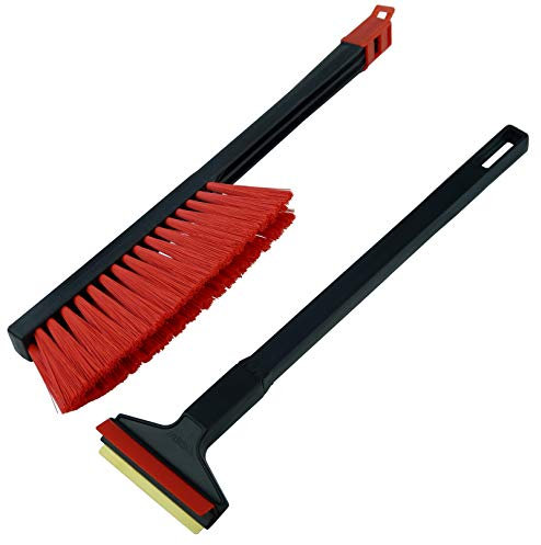 Set - Murska Eiskratzer Auto lang mit Besen Eiskratzer Messing + Schneebesen Auto Besen Winter Scheibenkratzer Auto - Besen Auto Schnee Schneefeger Auto Schneebürste Auto (Set A055 + A059 Schwarz Rot)